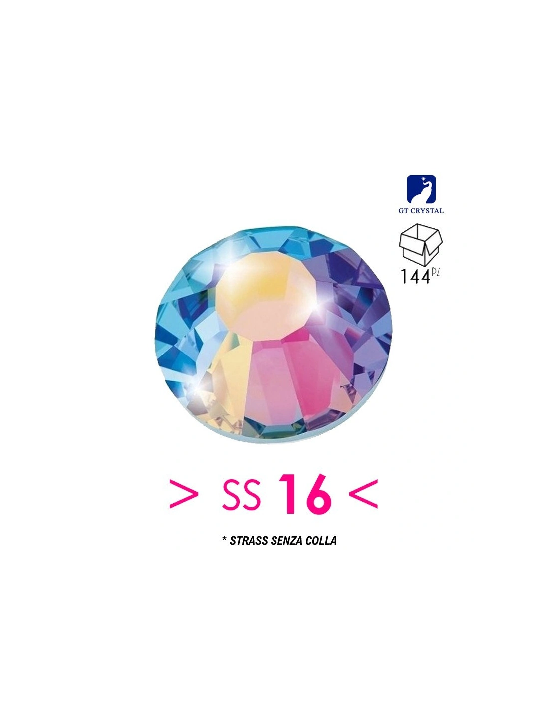 Strass GT Crystal without glue ss 16 Crystal Aurora Borealis - 144PCS - Rhinestones without glue
