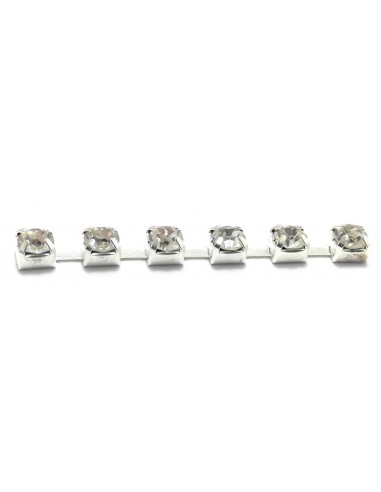 Catena Strass Distanziata ss 6,5 Crystal-Silver - 1MT Catena Strass Distanziata ss 6,5 Crystal-Silver - 1MT