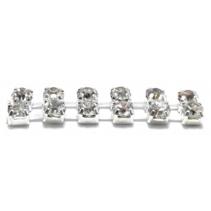 Catena Strass Distanziata ss 8,5  2 FILI Crystal-Silver - 1MT 2