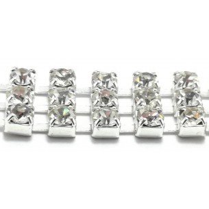 Catena Strass ss 8,5 3 FILI Crystal-Silver - 1MT 2