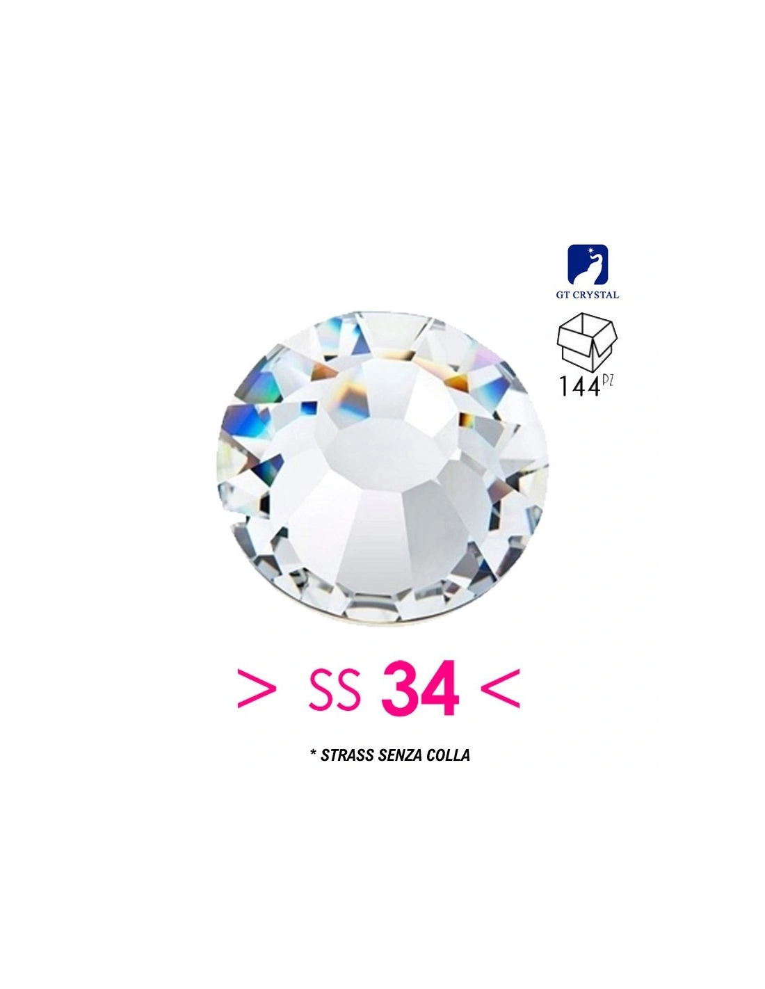 Strass GT Crystal without glue ss 34  Crystal - 144 PCS - Rhinestones without glue