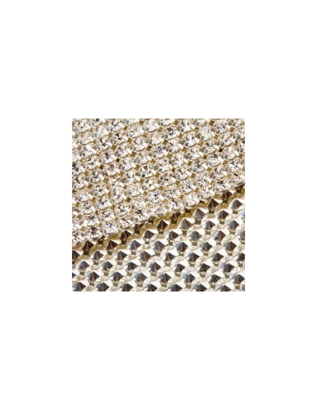 Bordura Strass su Rete ss 19 (mm 4.60) a 24 Fili Crystal-Silver - 1MT - Bordure strass su base metallica
