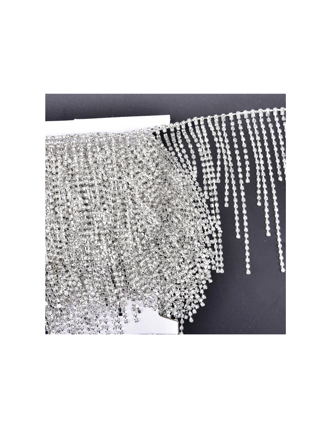 Rhinestone Chain fringe cm 10 Crystal-Silver - 20CM - Rhinestone chains