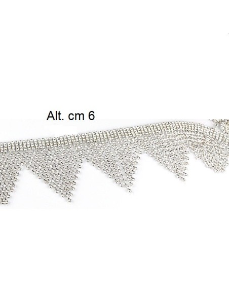 Frangia Strass Gioiello Alt. cm 6 Crystal-Silver - 20 CM