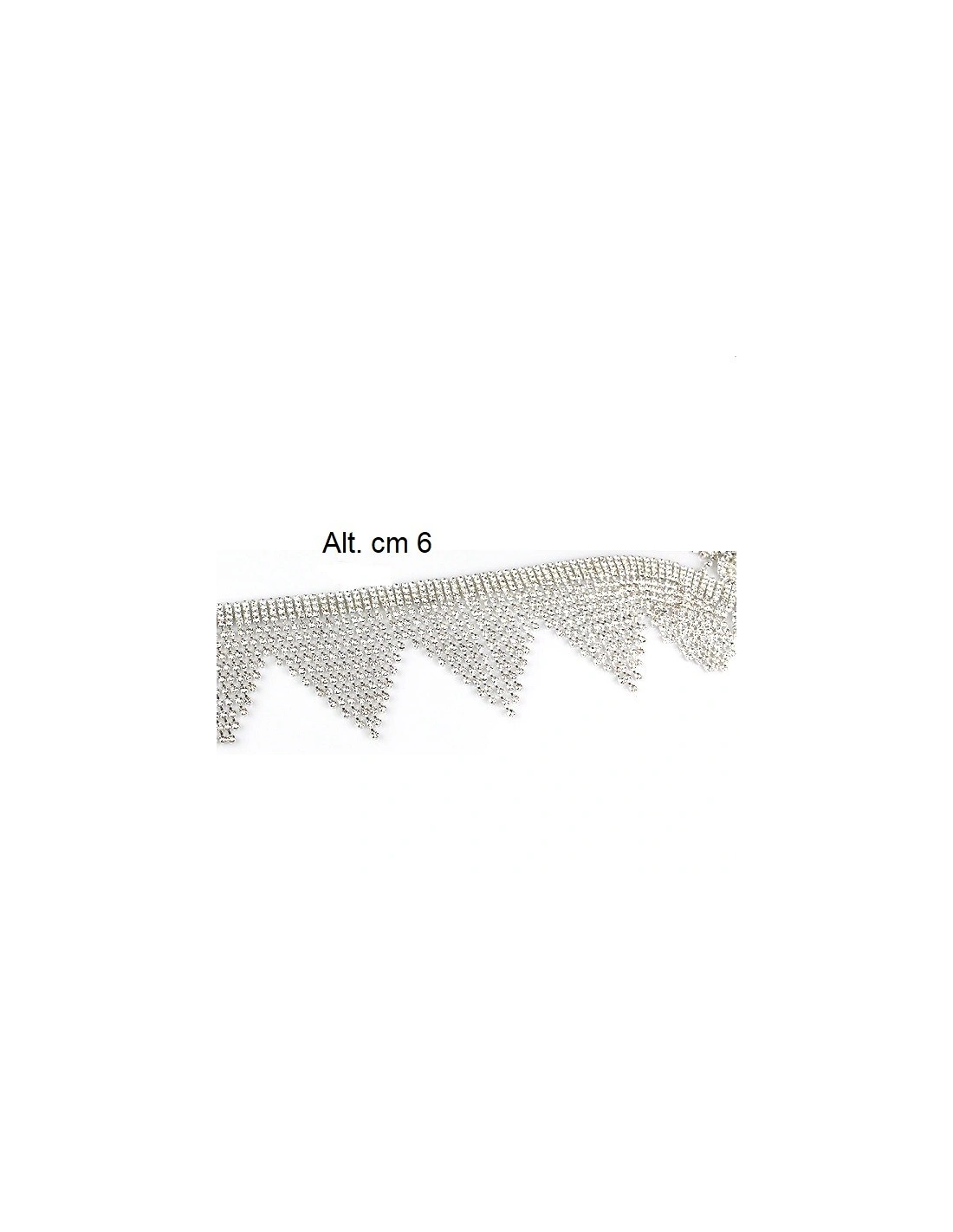 Frangia Strass Gioiello Alt. cm 6 Crystal-Silver - 20 CM