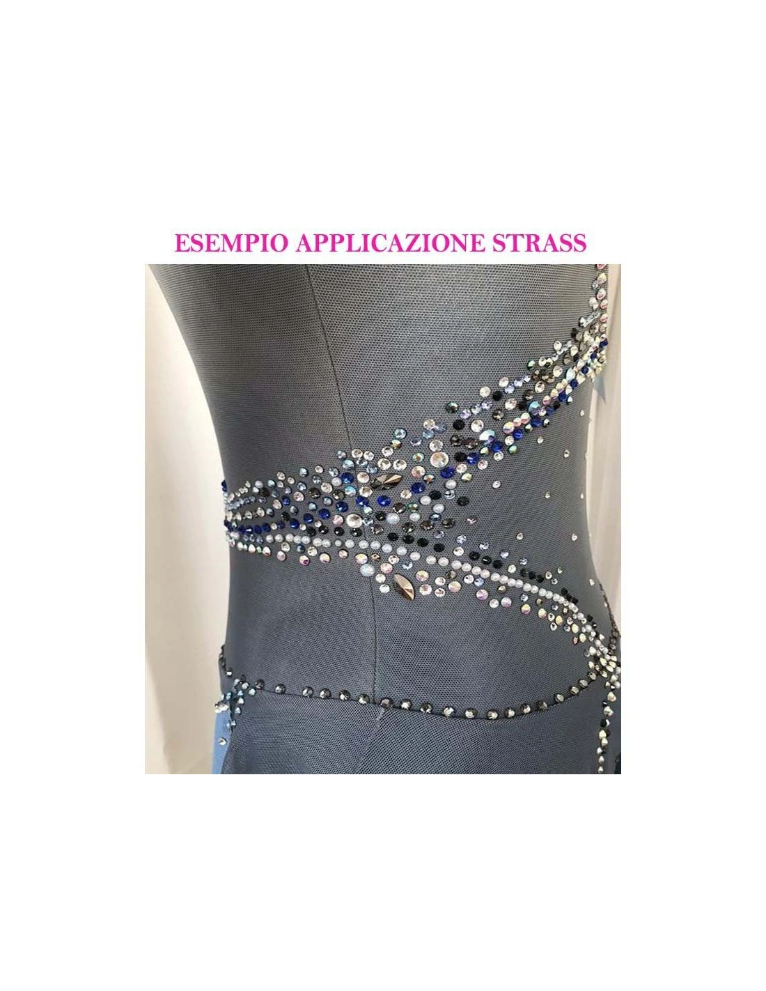 esempio applicazione Strass GT Crystal Termoadesivi ss 20 Silver Flare - 144PZ