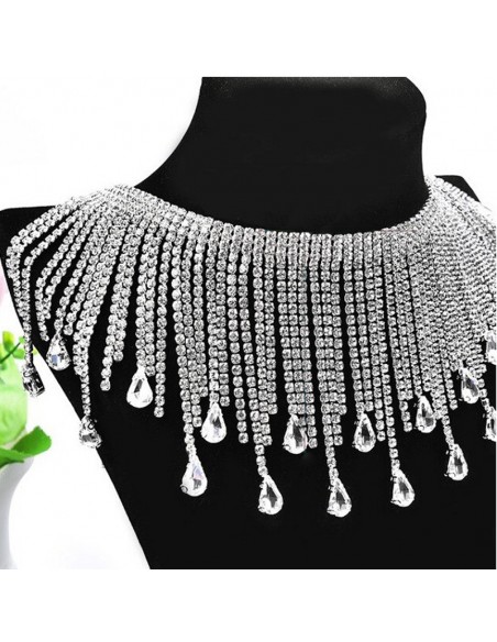 Frangia Strass Gioiello Alt. cm 10,5 Crystal-Silver - 20 CM Frangia Strass Gioiello Alt. cm 10,5 Crystal-Silver - 20 CM
