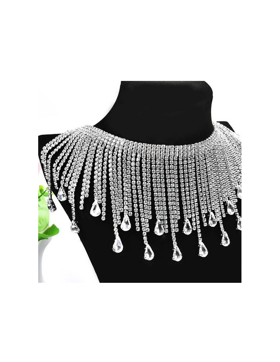 Frangia Strass Gioiello Alt. cm 10,5 Crystal-Silver - 20 CM