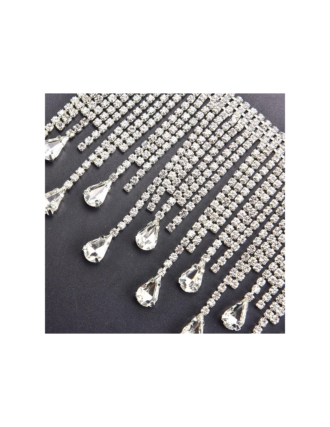 Rhinestone Chain fringe cm 10.5 Crystal-Silver - 20CM - Rhinestone chains