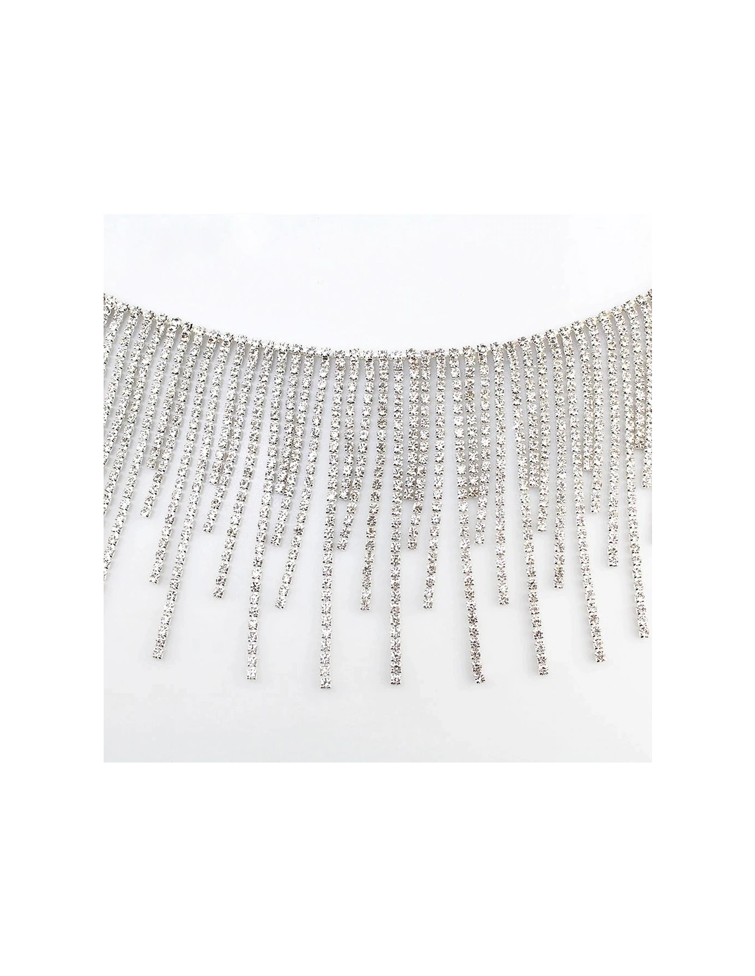 Frangia Strass Gioiello (Sfrangiata) Alt. cm 10 Crystal-Silver - 20 CM