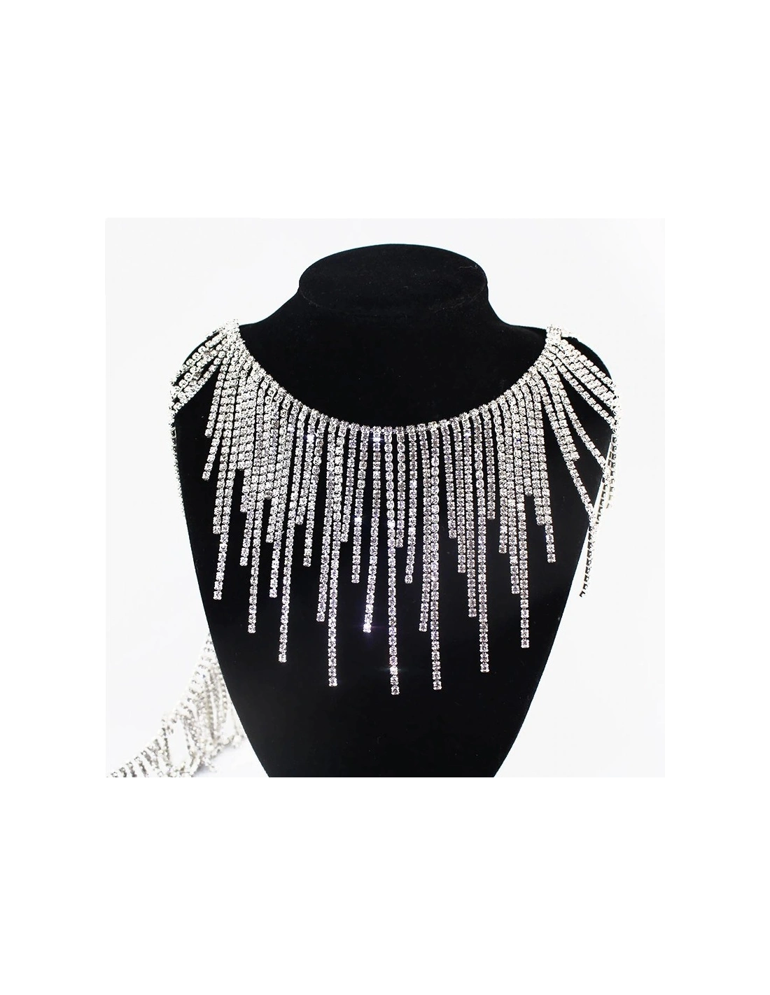 Frangia Strass Gioiello (Sfrangiata) Alt. cm 10 Crystal-Silver - 20 CM