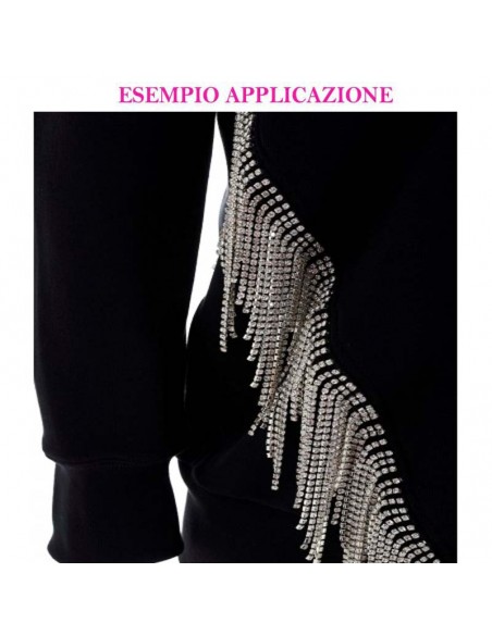 esempio applicazione Frangia Strass Gioiello Alt. cm 10 Crystal-Silver - 20 CM