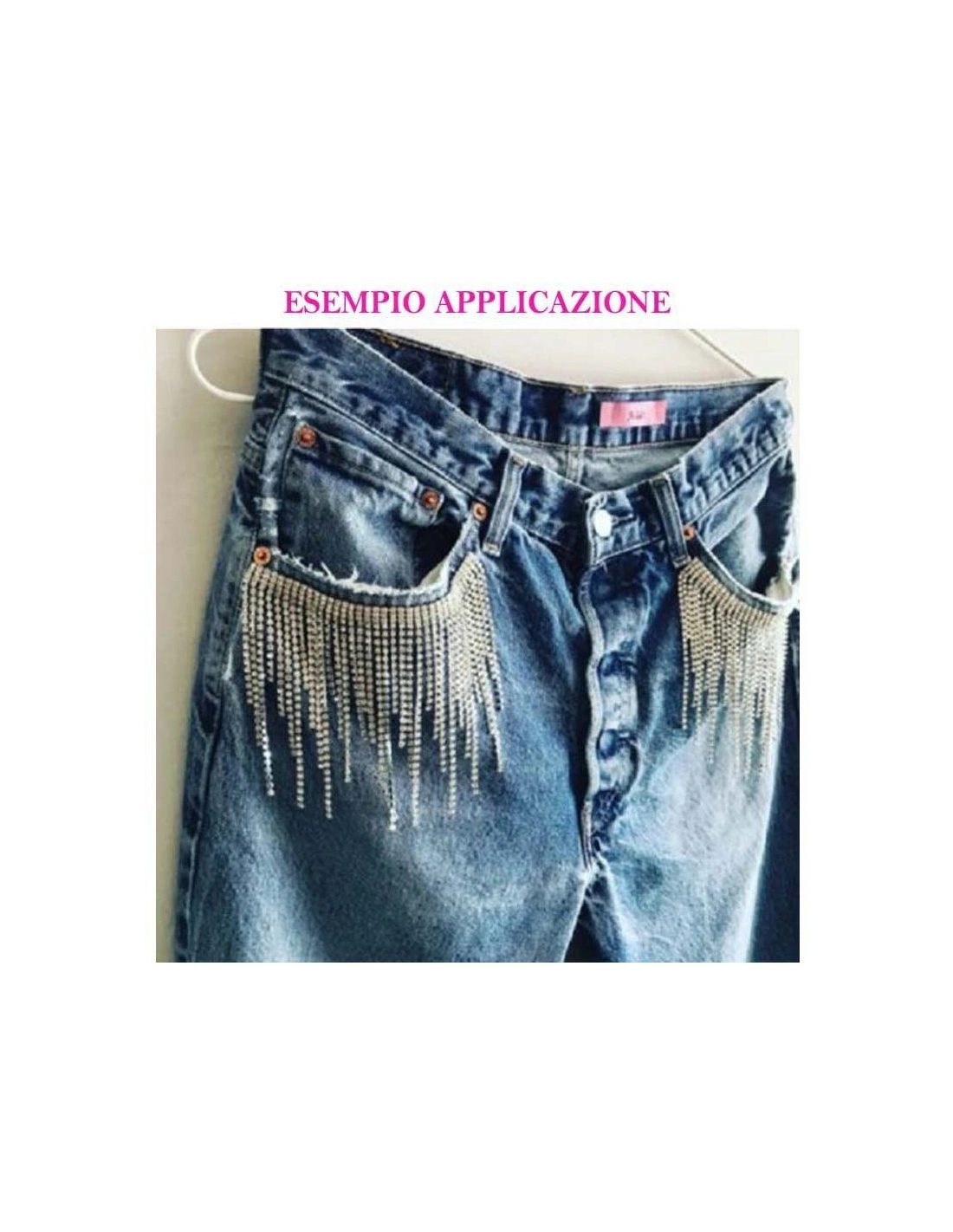 Rhinestone Chain fringe cm 10 Crystal-Silver - 20CM - Rhinestone chains