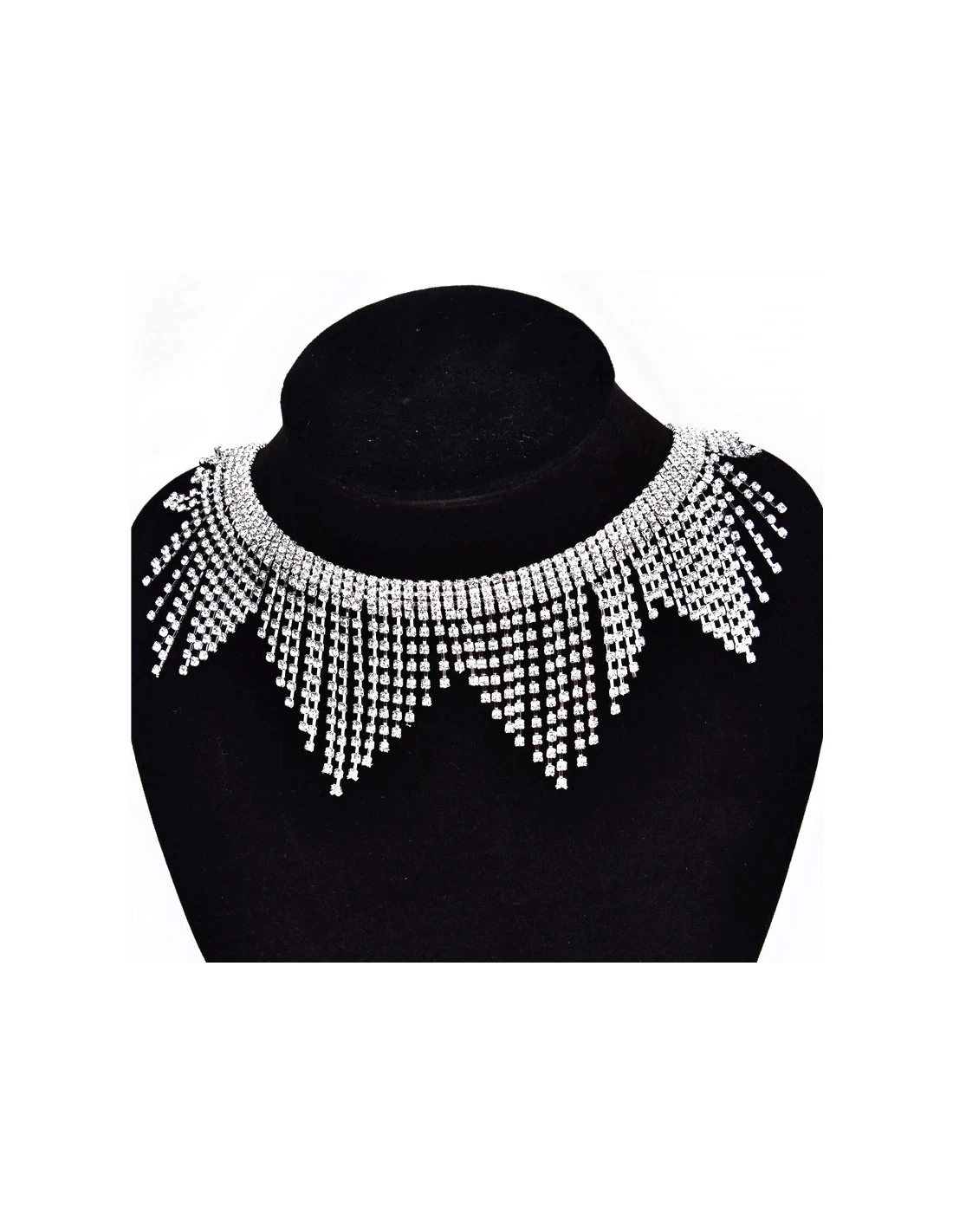 Jewel Strass Fringe Height 6 cm Crystal-Silver - 20 CM - Rhinestone chains