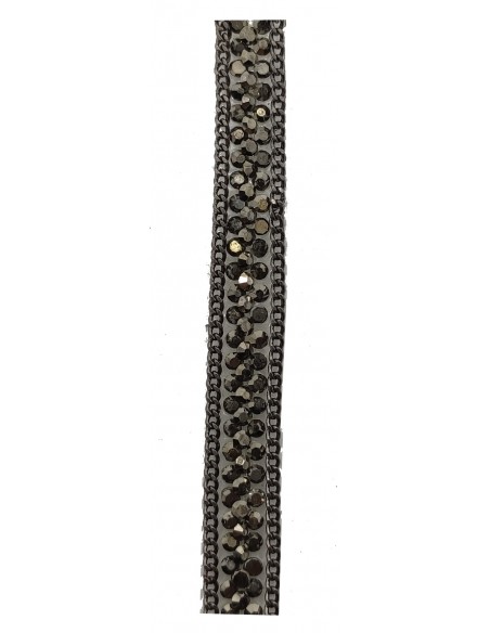 Bordura Strass Gioiello Termoadesiva mm 8 Hematite - 20 CM Bordura Strass Gioiello Termoadesiva mm 8 Hematite - 20 CM