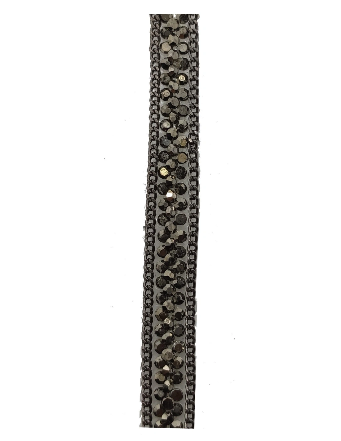 Bordura Strass Gioiello Termoadesiva mm 8 Hematite - 20 CM