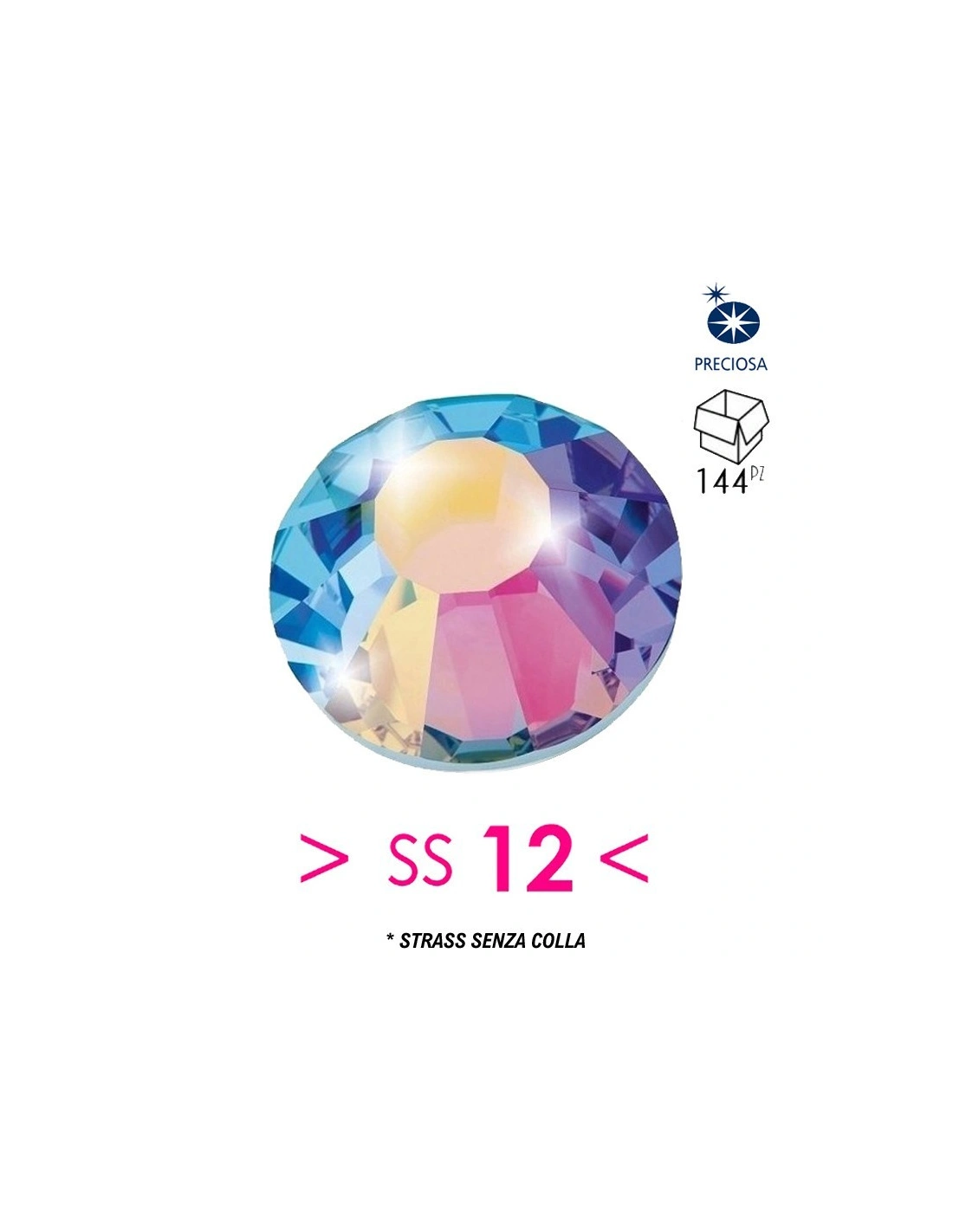 Preciosa Rhinestones without glue SS 12 Crystal AB - 144PCS - Rhinestones without glue