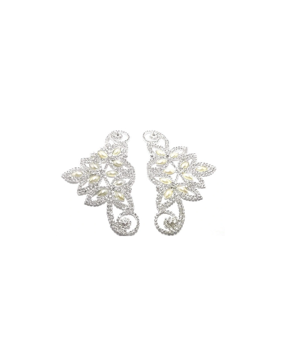 Application Crystal-Pearls-Silver Strass Pair - 2PCS - DECORATIONS FOR CLOTHES