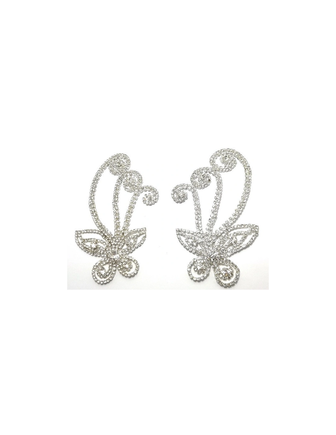 Applicazione Coppia Strass cm 9,7x10,1 Crystal-Silver - 2PZ - Decorazioni per abiti