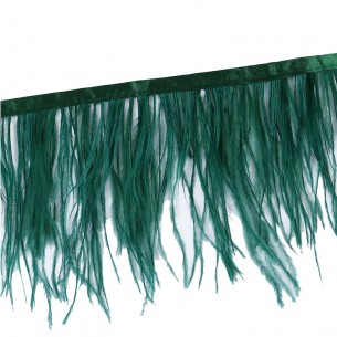 Frangia da cucire Piume di Struzzo Verde Muffa pacco - 1MT. 2