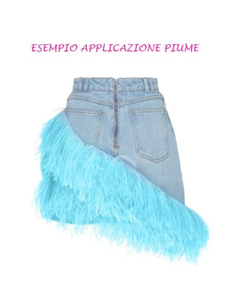 esempio applicazione Frangia da cucire Piume di Struzzo Turchese pacco - 1MT.