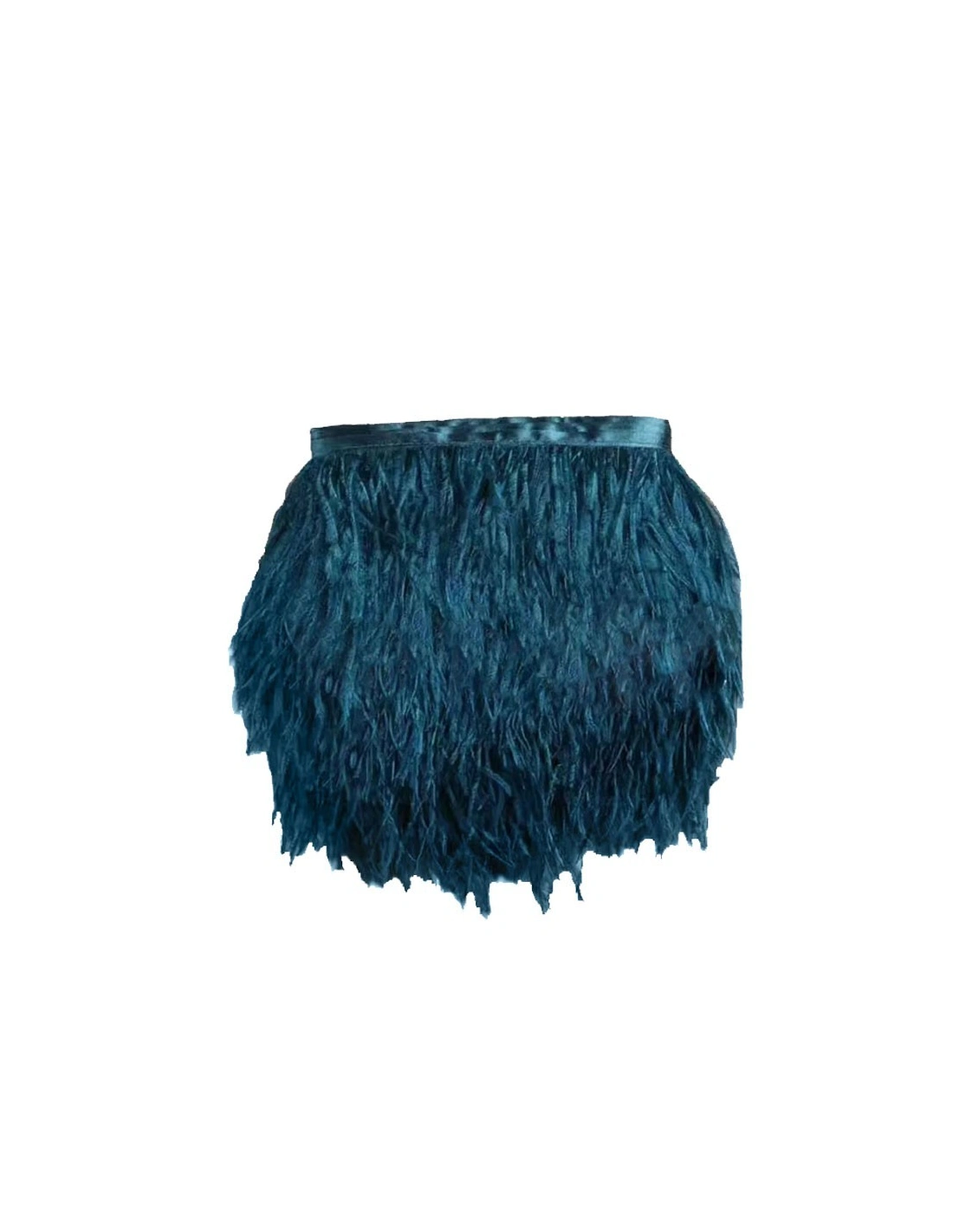 Frangia da cucire Piume di Struzzo Blu Zircon pacco - 1MT.