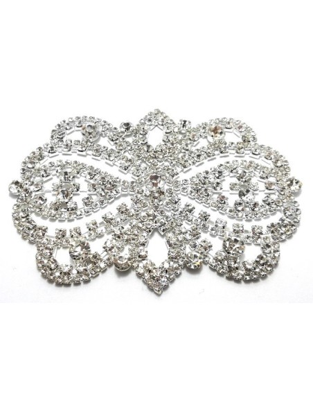 Application Strass cm 11x8 Crystal-Silver - 1PC - DECORATIONS FOR CLOTHES