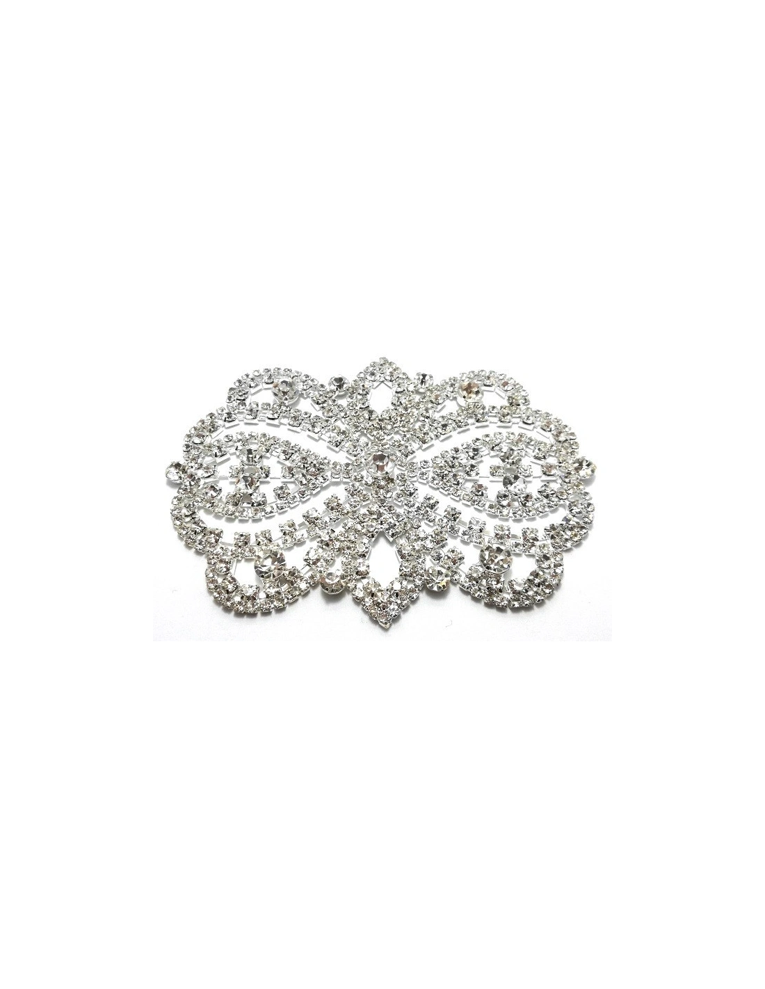 Application Strass cm 11x8 Crystal-Silver - 1PC - DECORATIONS FOR CLOTHES