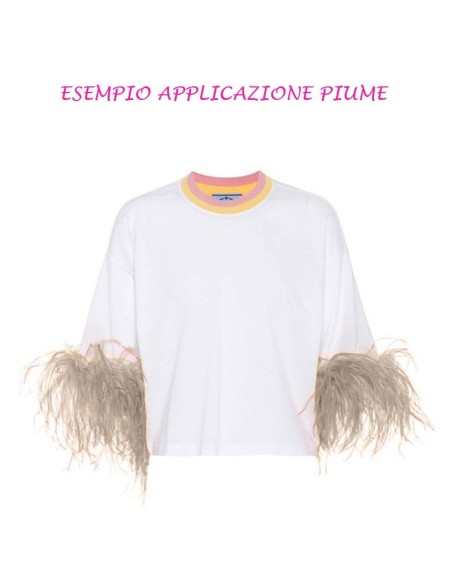 esempio applicazione Frangia da cucire Piume di Struzzo Tortora pacco - 1MT.