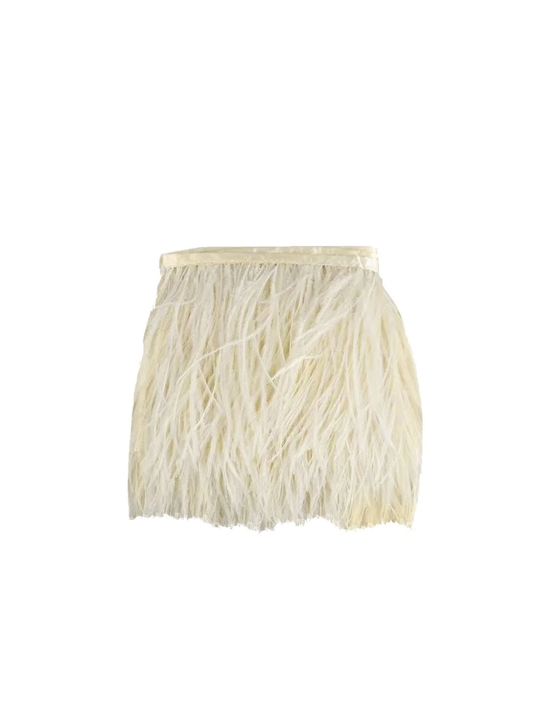 Frangia da cucire Piume di Struzzo Light Beige pacco - 1MT.