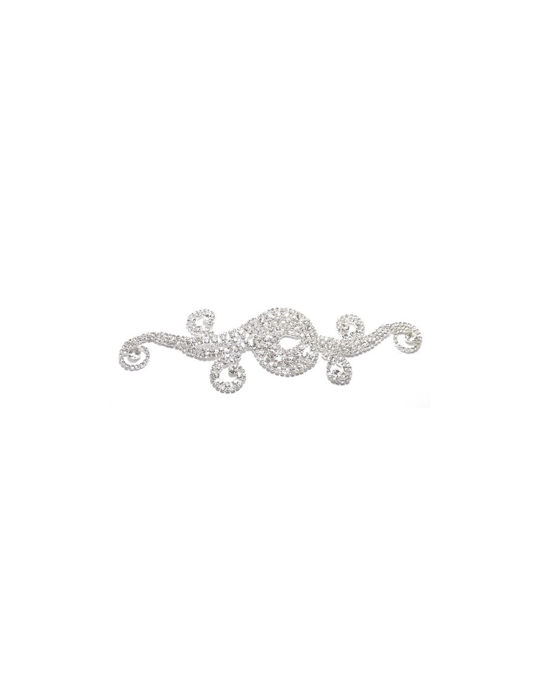 Applicazione Strass cm 18,2x2,6 Crystal-Silver - 1PZ - Decorazioni per abiti