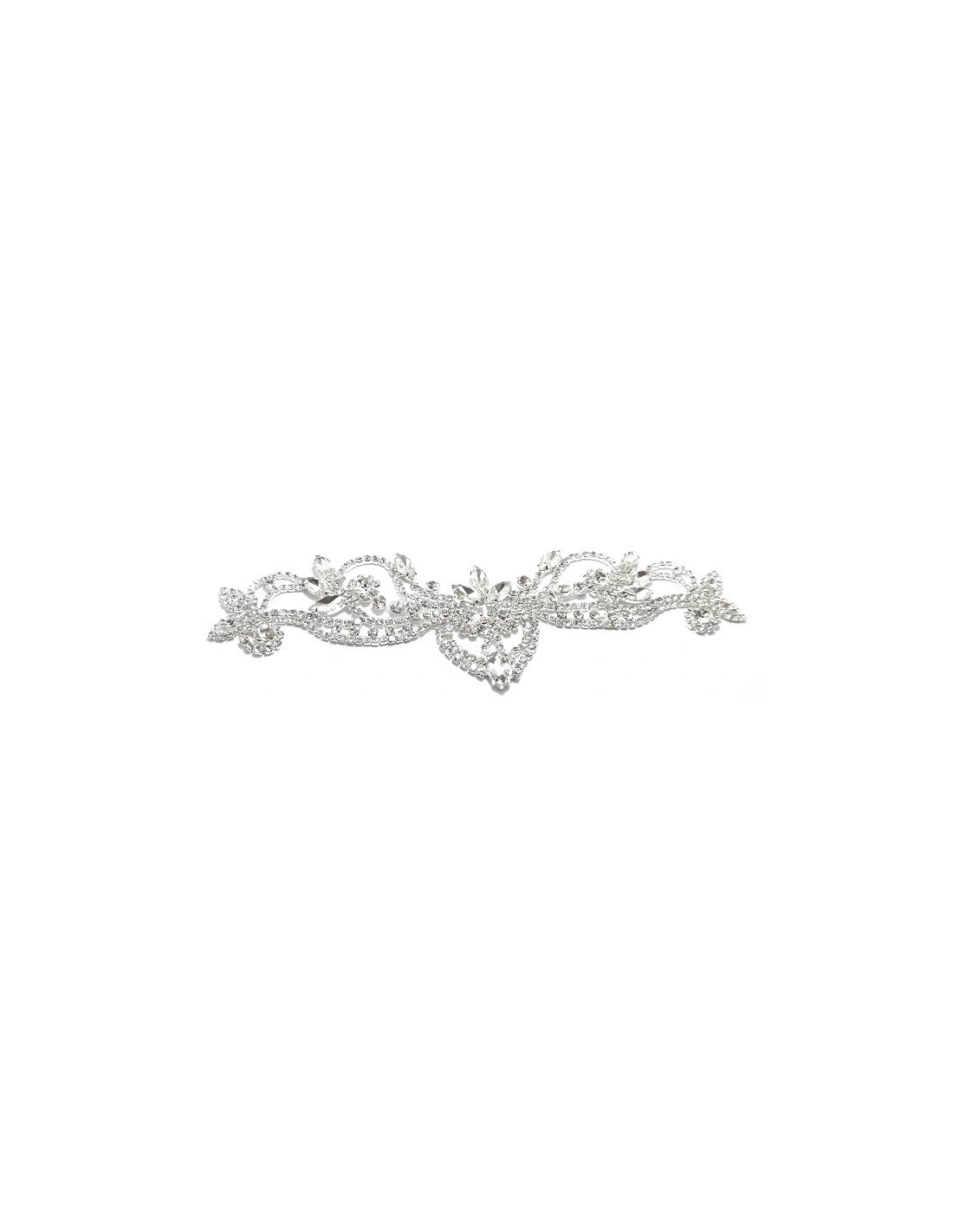 Applicazione Strass cm 20,5x5,5 Crystal-Silver - 1PZ - Decorazioni per abiti