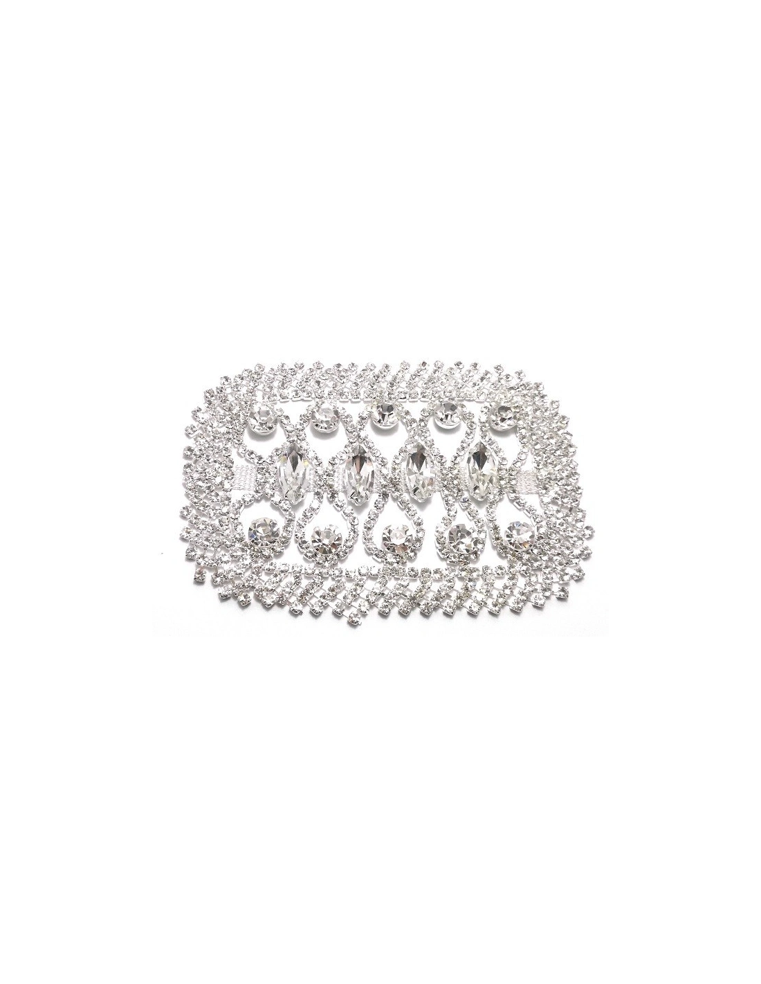 Strass application 6,7x10 cm Crystal-Silver - 1PC - DECORATIONS FOR CLOTHES