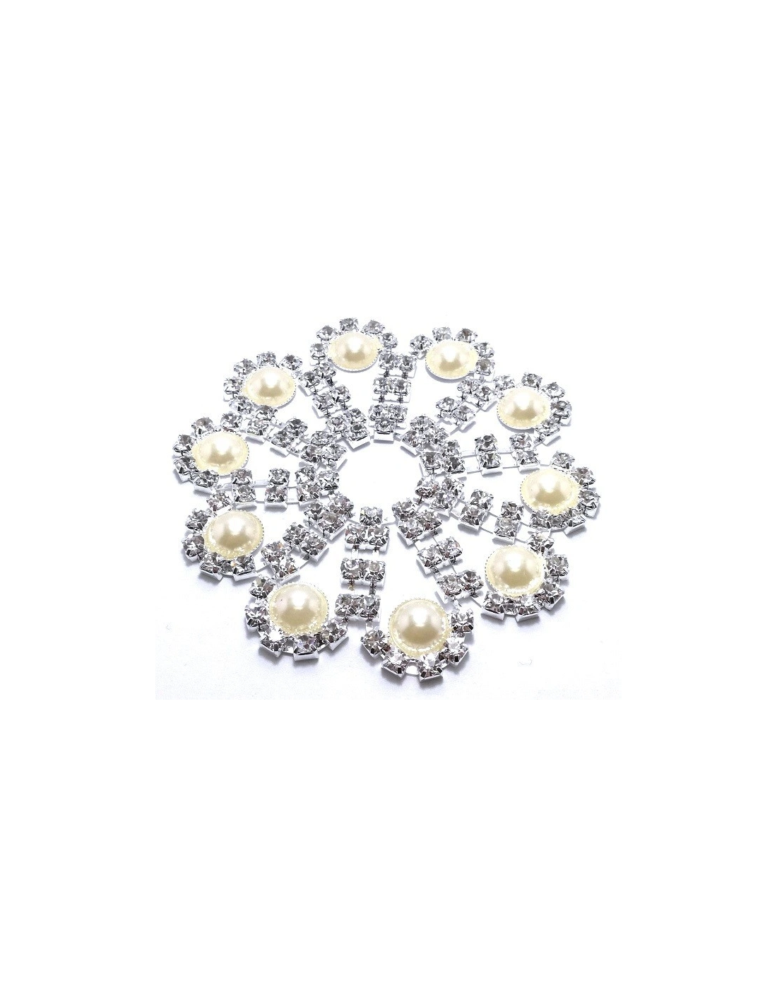 Application Strass cm 7 Crystal-Perle-Silver - 1PC - DECORATIONS FOR CLOTHES