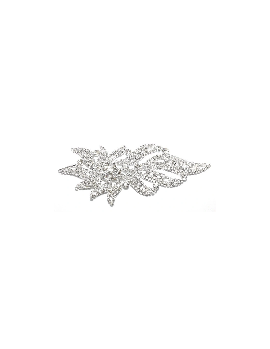 Applicazione Strass cm 7,3x16,5 Crystal-Silver - 1PZ - Decorazioni per abiti