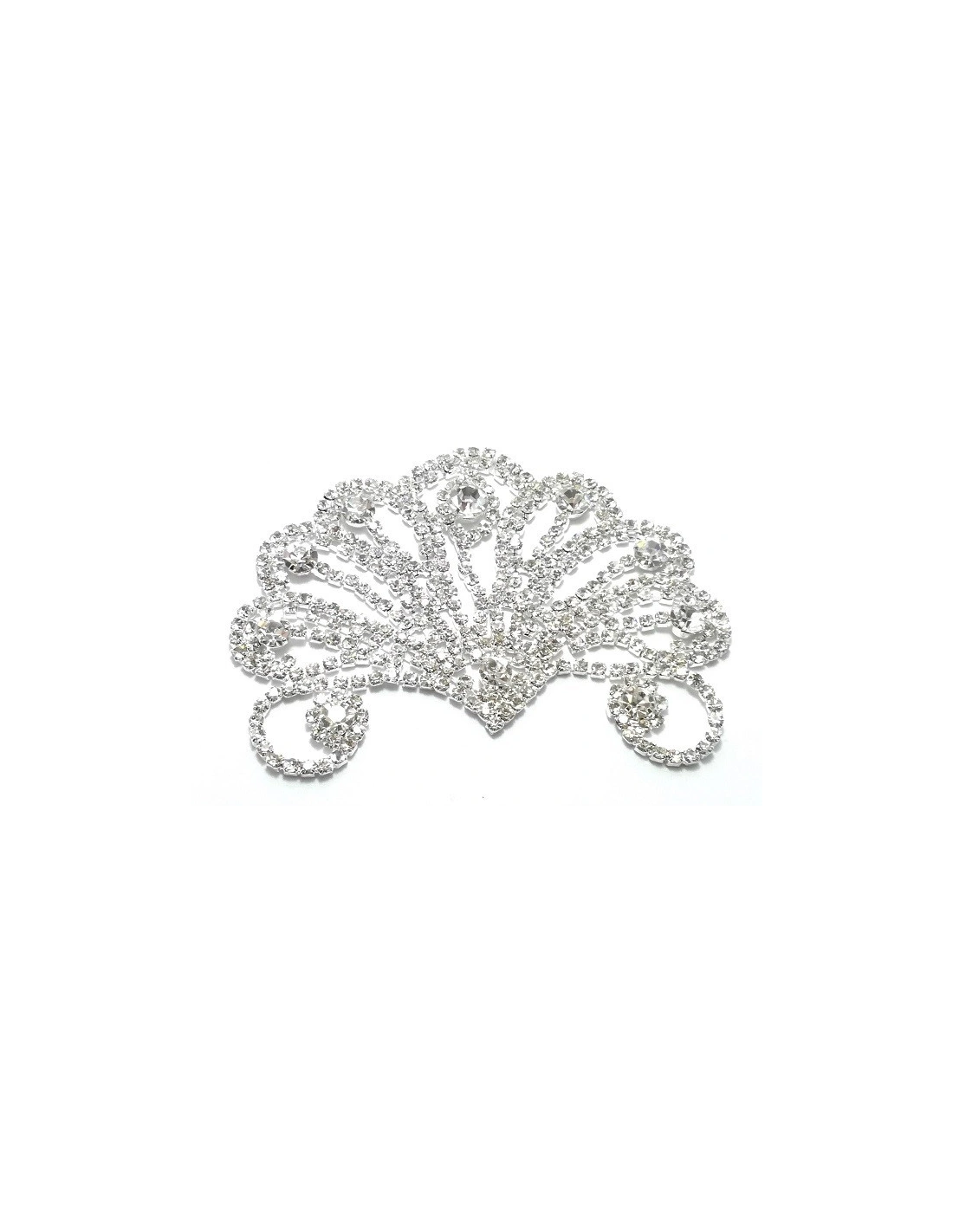 Applicazione Strass cm 8,3x6,5 Crystal-Silver - 1PZ - Decorazioni per abiti