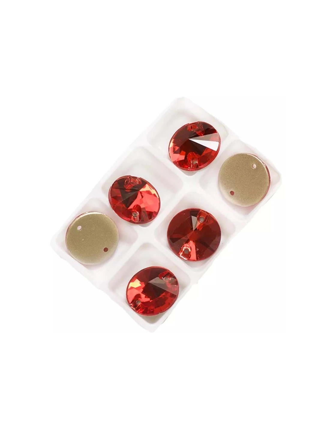 Stone Round mm 14 Light Siam - 1PC - Stone to be sewn all crystal