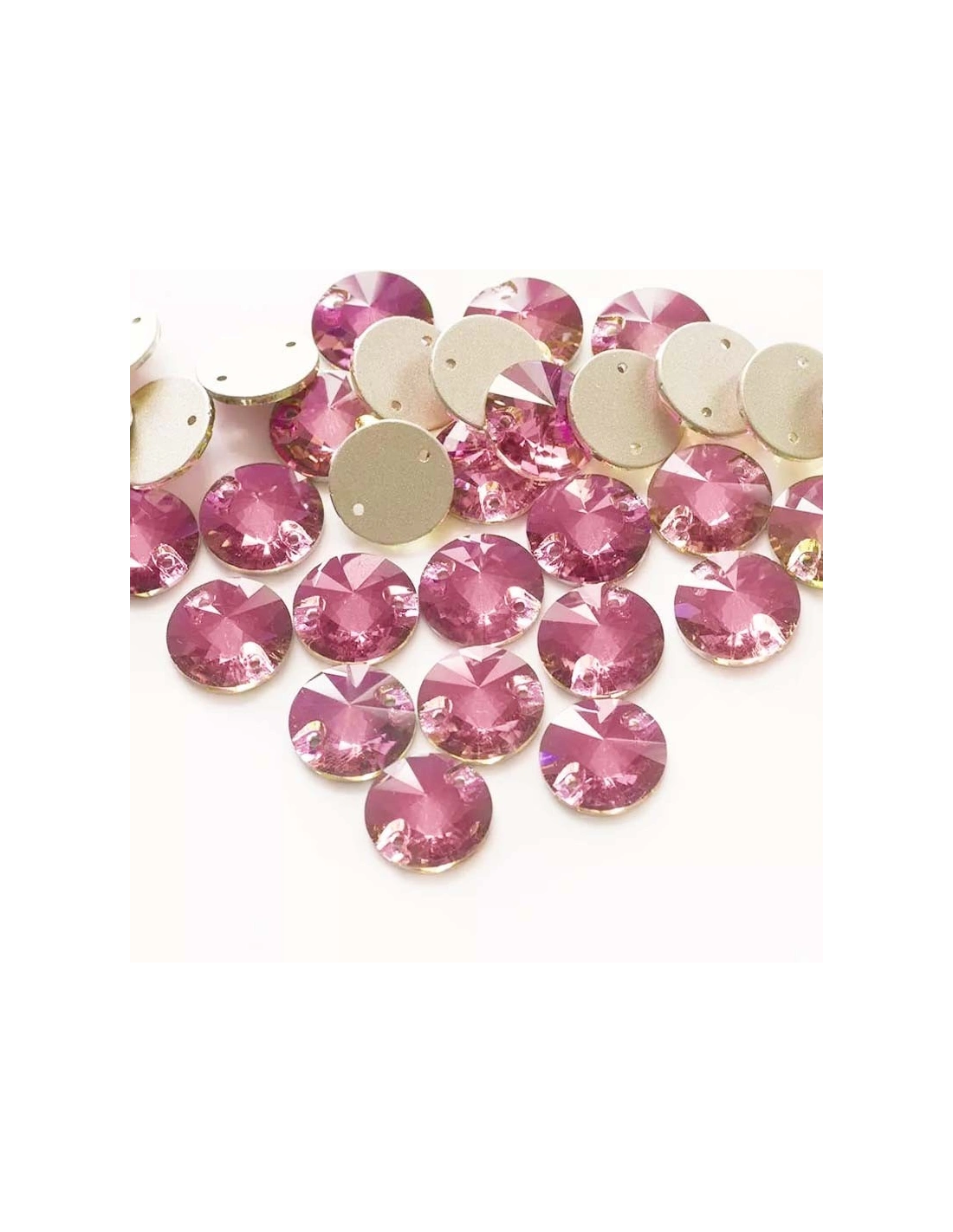Stone Round mm 18 light rose- 1PC - Stone to be sewn all crystal