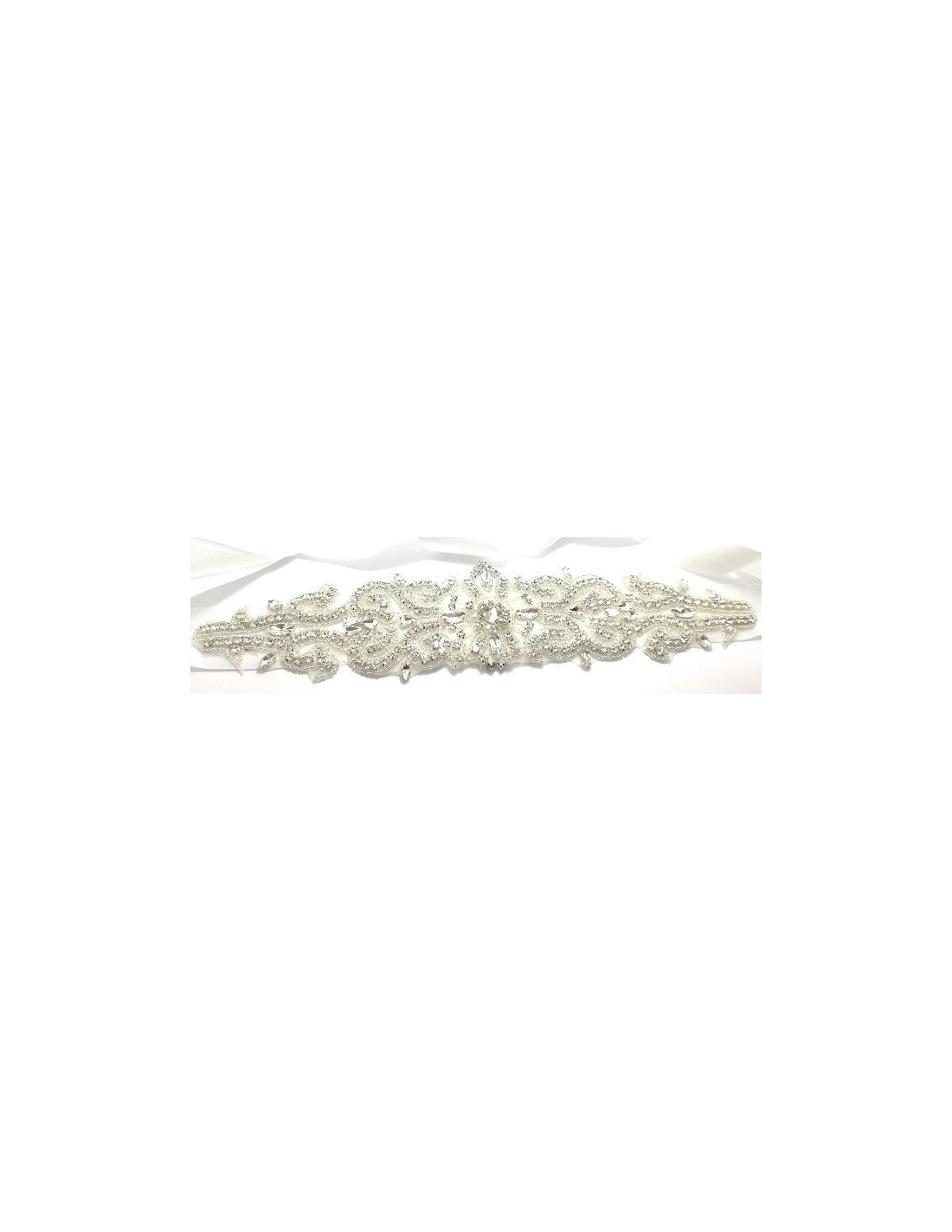 Applicazione Strass su Cintura in Raso 33x7,5 - 1PZ - Decorazioni per abiti