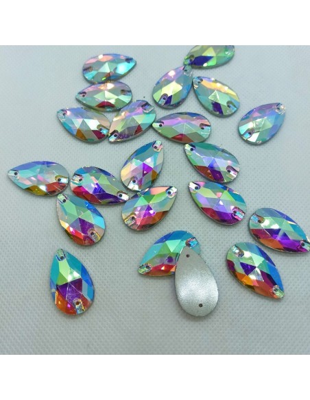 Stone Drop mm 28x17 Crystal AB - 1PC - Stone to be sewn all crystal
