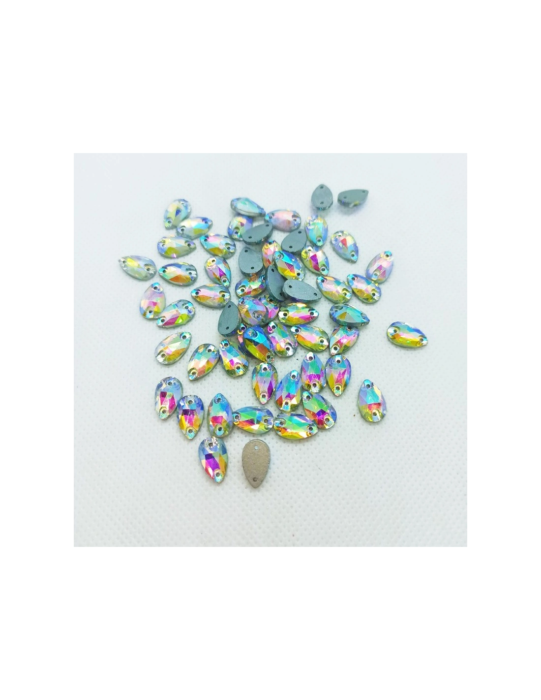 Stone Drop mm 12x7 Crystal AB- 1PC - Stone to be sewn all crystal