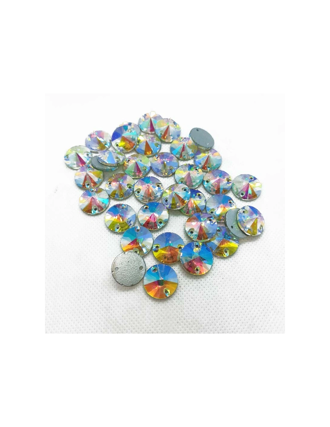 Stone Round mm 16 Crystal AB - 1PC - Stone to be sewn all crystal