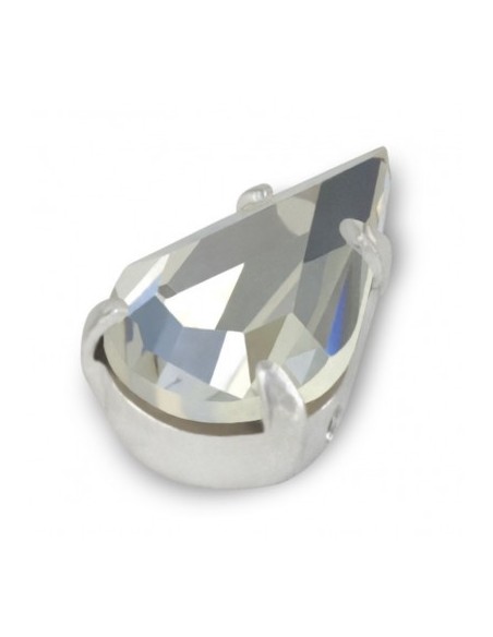 Goccia incastonata Preciosa mm 13x7,8 Crystal-Silver