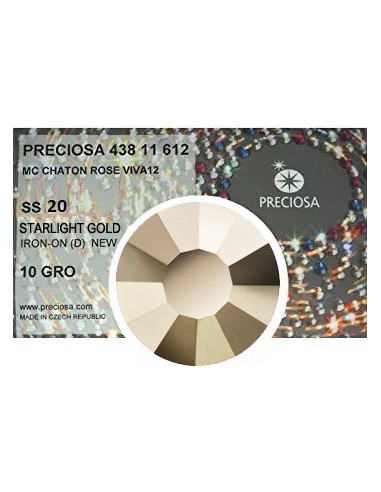 Preciosa Strass Rhinestones Termoadesivi Hotfix ss 20 Starlight Gold - 1440 pz