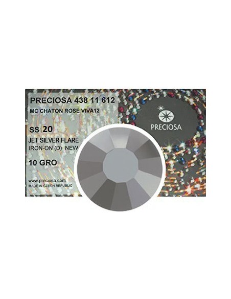 Preciosa Strass Termoadesivi ss 20 Jet Silver Flare - 1440 pz