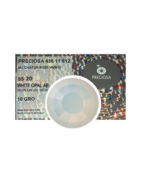 Preciosa Strass Rhinestones Termoadesivi Hotfix ss 20 White Opal AB - 1440 pz