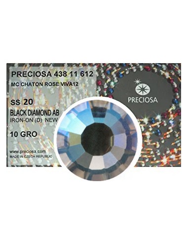 Preciosa Strass Rhinestones  Termoadesivi Hotfix ss 20 Black Diamond AB - 1440 pz