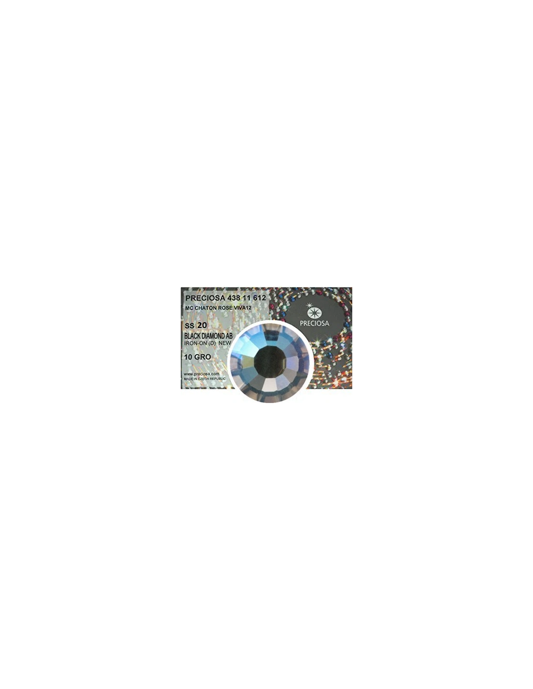 Preciosa Strass Rhinestones  Termoadesivi Hotfix ss 20 Black Diamond AB - 1440 pz