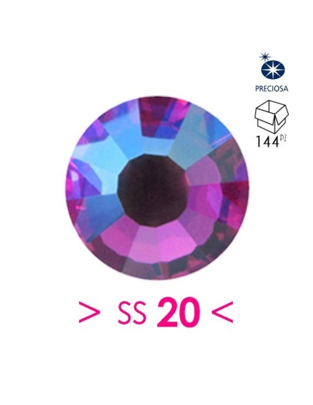 Preciosa Strass Rhinestones Termoadesivi  Hotfix ss 20 Fuchsia AB - 144PZ
