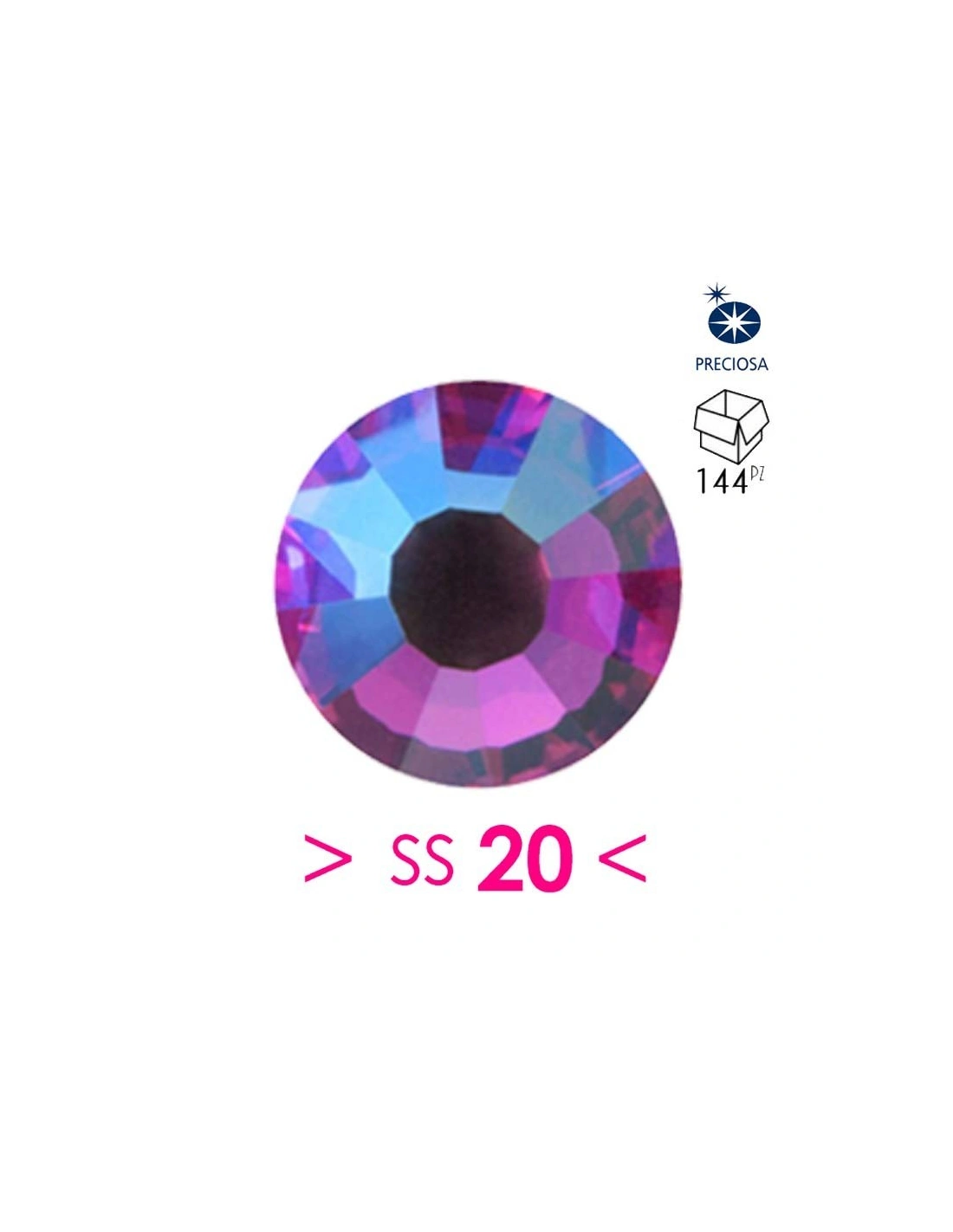 Preciosa Strass Rhinestones Termoadesivi  Hotfix ss 20 Fuchsia AB - 144PZ